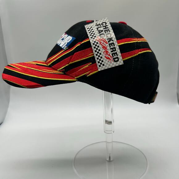 Checkered Flag Sports Cap Unisex OSFA Black Nascar Fire Baseball Cap NEW - Picture 2 of 8